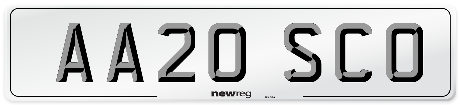 AA20 SCO Number Plate from New Reg